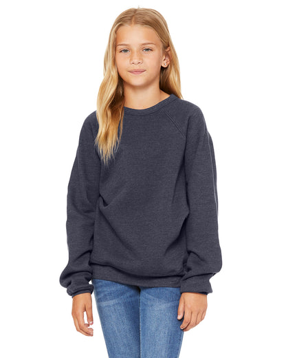 Youth Sponge Fleece Raglan Sweatshirt - Heather Navy