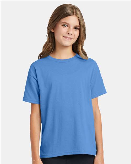 Hanes 5370 Carolina Blue — on model front