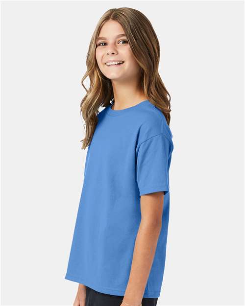 Hanes 5370 Carolina Blue — on model side