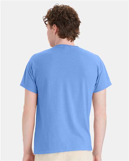 Hanes 5170 Carolina Blue — on model back