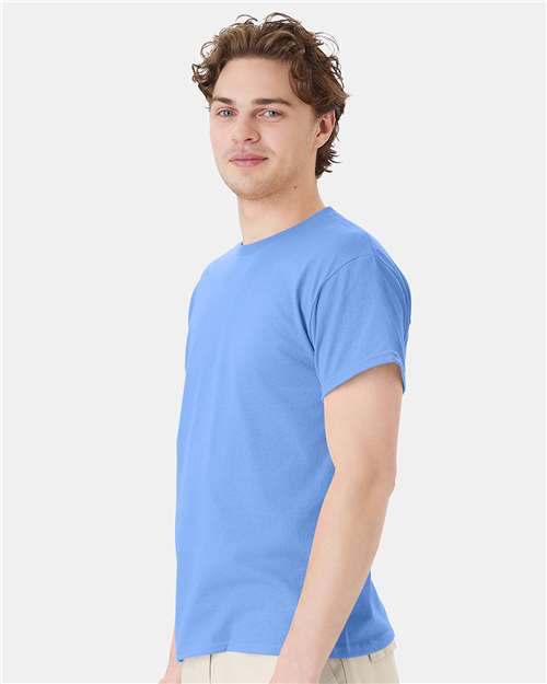 Hanes 5170 Carolina Blue — on model side