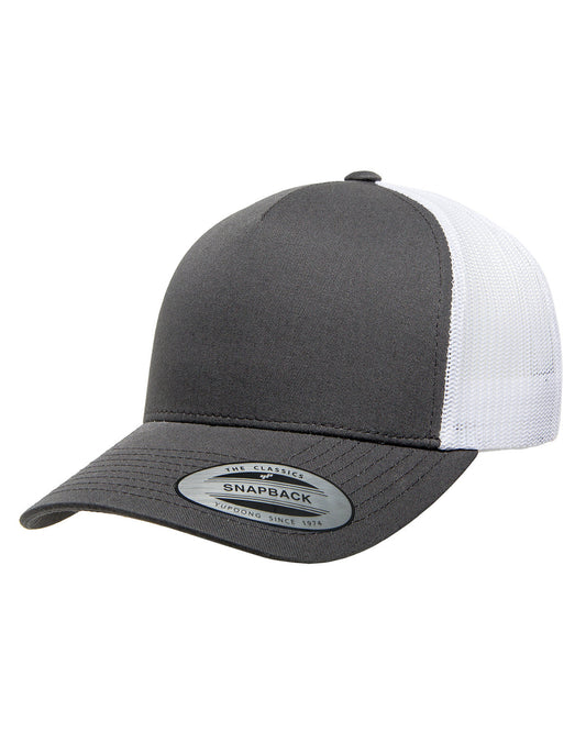 Unisex 5-Panel Retro Trucker Cap - Charcoal / White