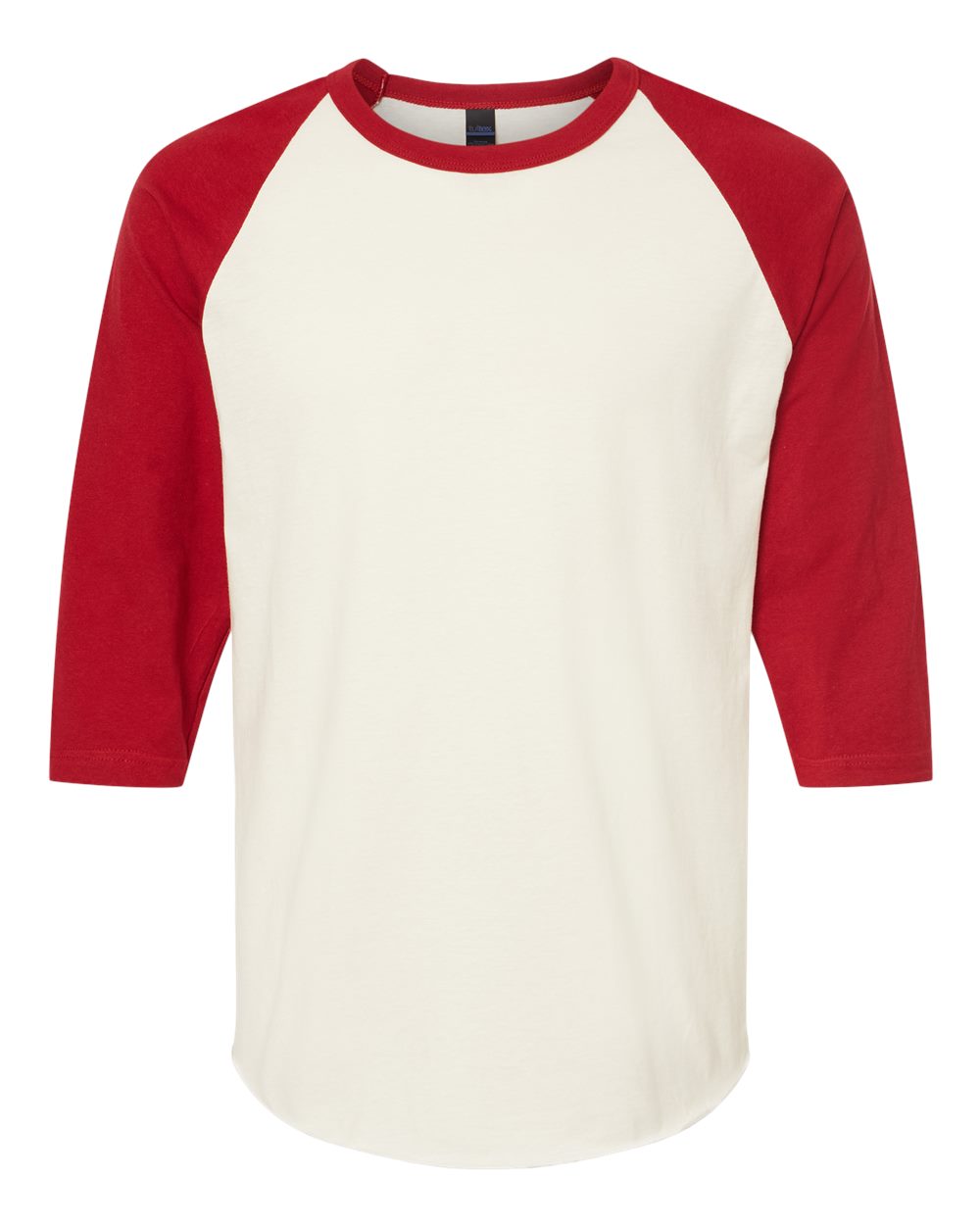 Unisex Fine Jersey Raglan Tee - Vintage White/ Rio Red