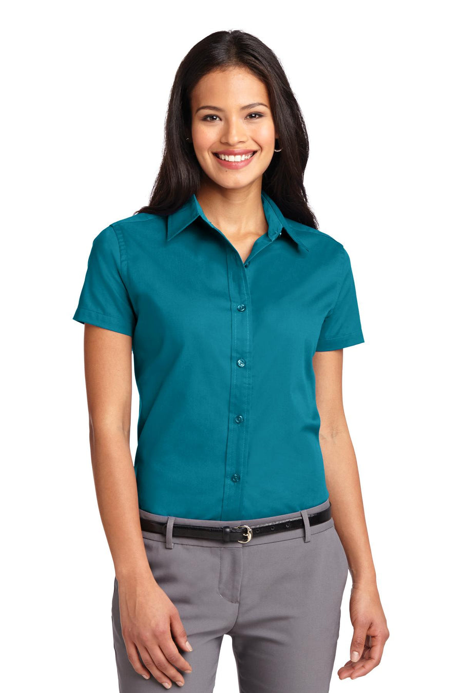 Women's Short Sleeve Easy Care Shirt - Teal Green
