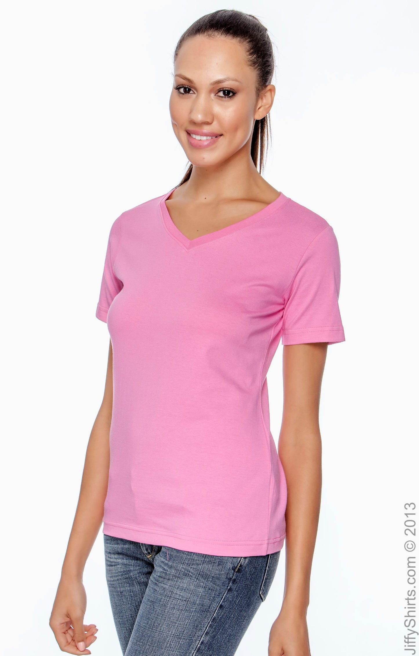 Women's Premium Jersey V-Neck T-Shirt - Raspberry