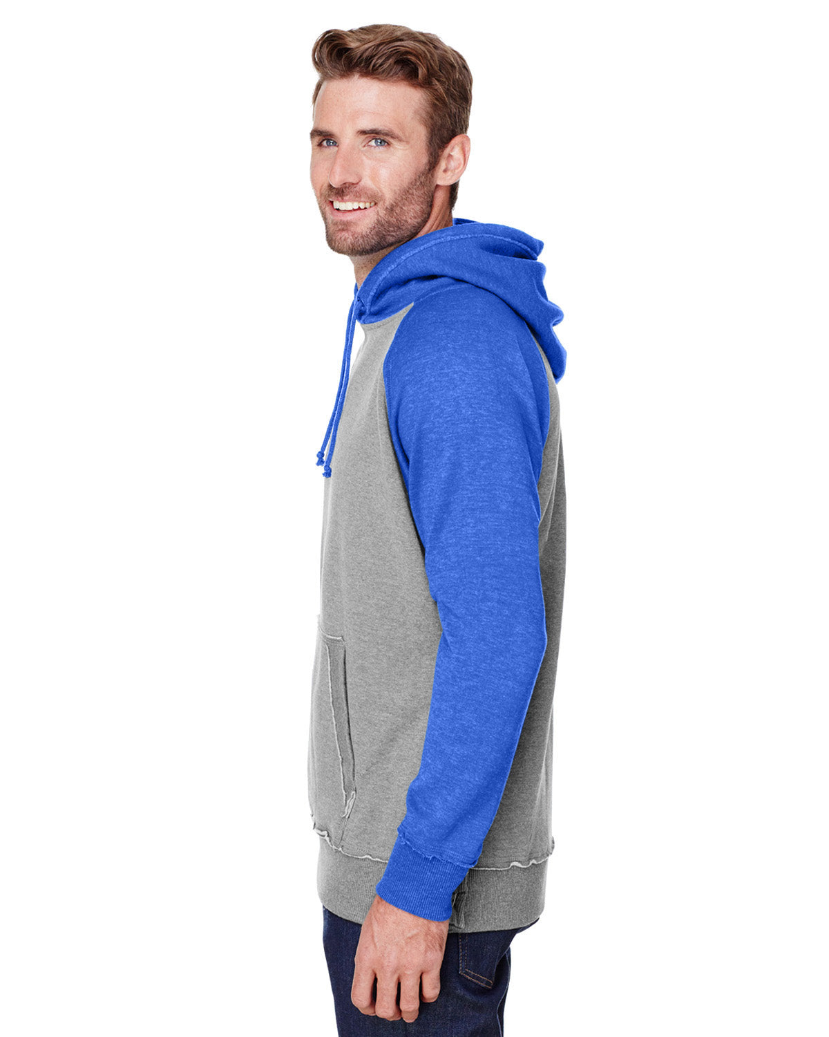 Unisex Vintage Heather Pullover Hoodie - Smoke / Vintage Royal