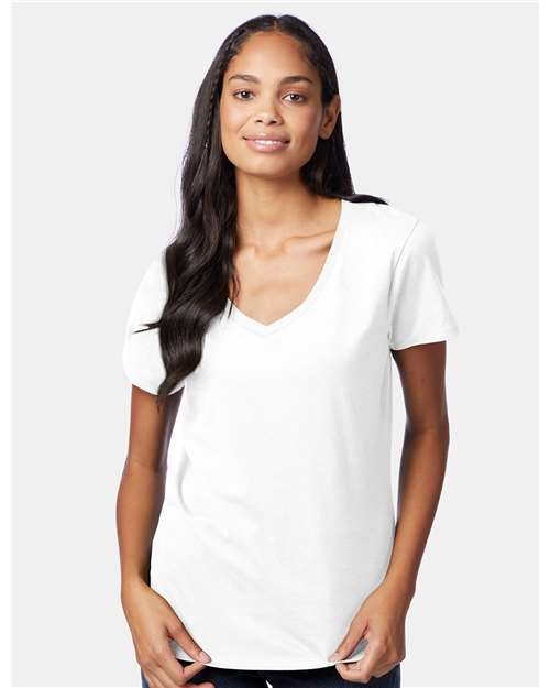 Hanes S04V White — on model front