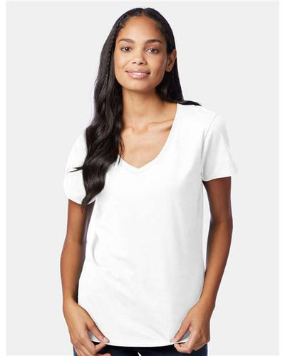 Hanes S04V White — on model front