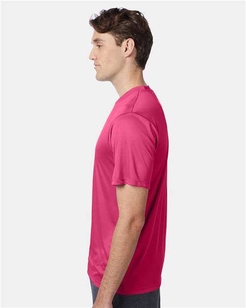 Hanes 4820 Wow Pink — on model side