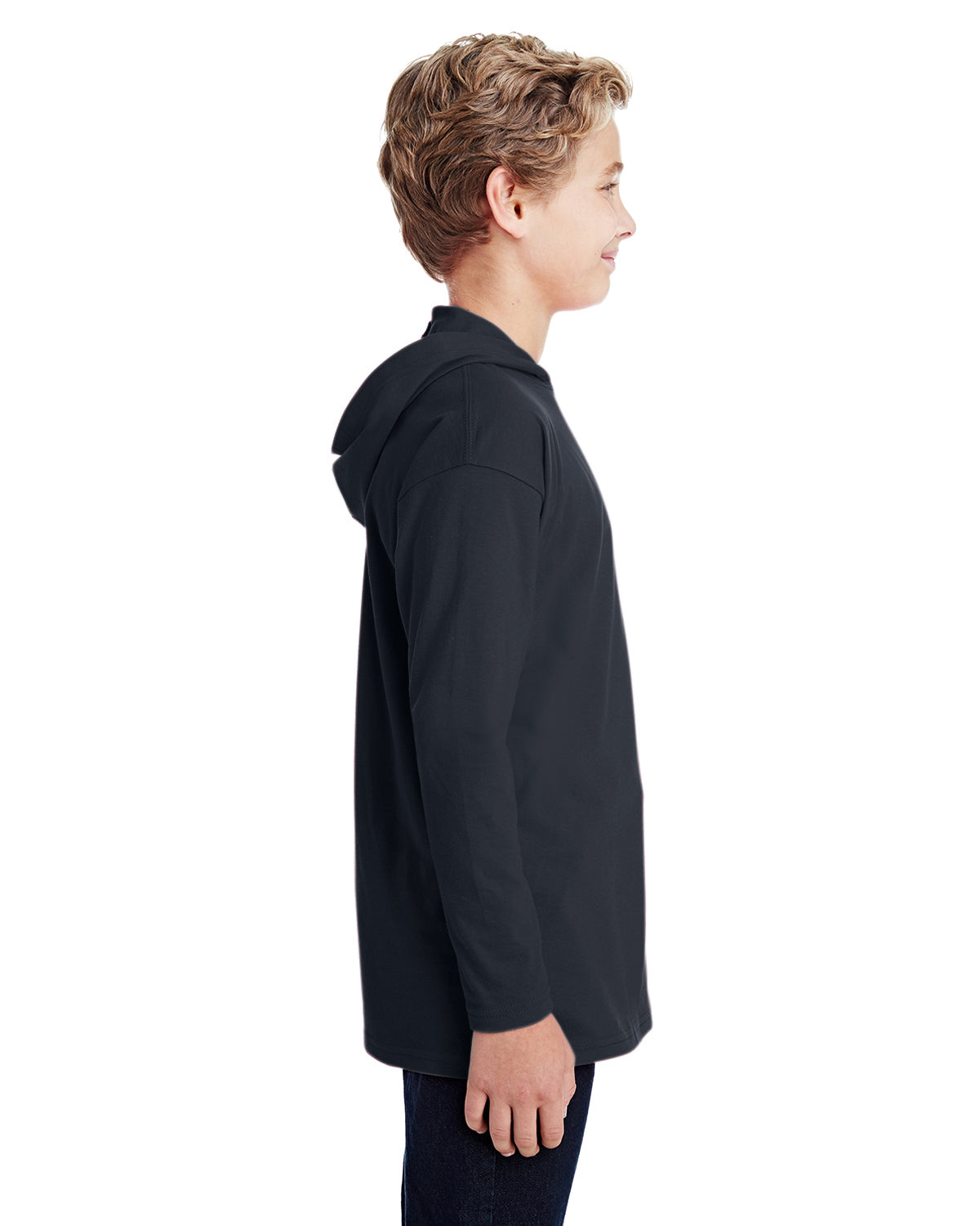 Youth Long-Sleeve Hooded T-Shirt - Black