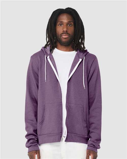 BELLA + CANVAS 3739 Heather Team Purple — on model front