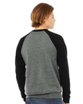 BELLA + CANVAS 3901 Deep Heather/ Black — on model back