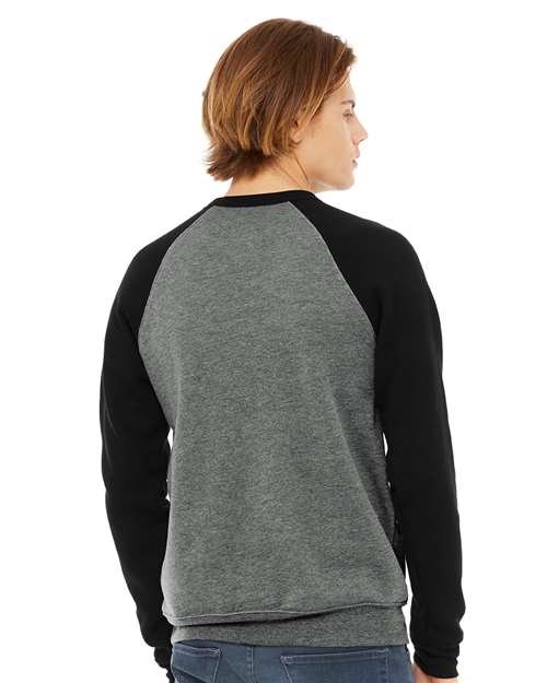 BELLA + CANVAS 3901 Deep Heather/ Black — on model back
