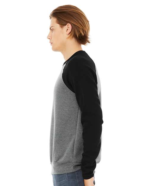 BELLA + CANVAS 3901 Deep Heather/ Black — on model side