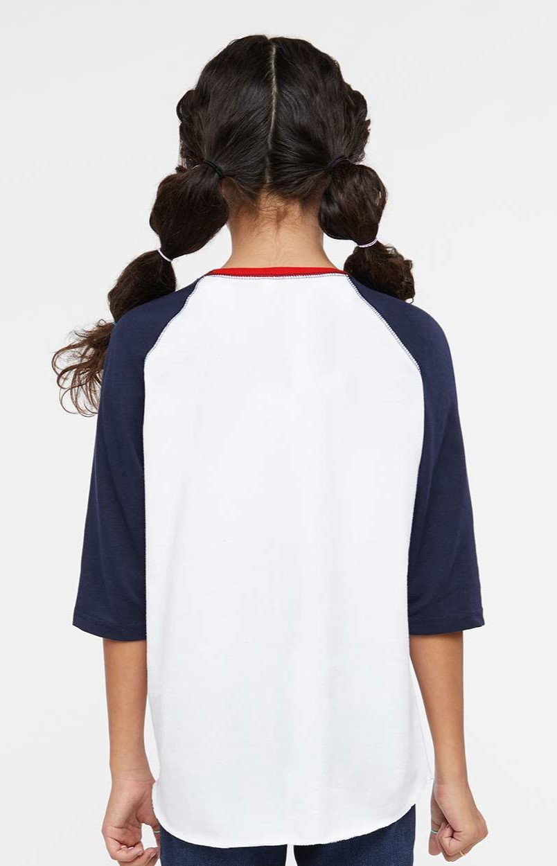 Youth Baseball T-Shirt - White / Navy / Red