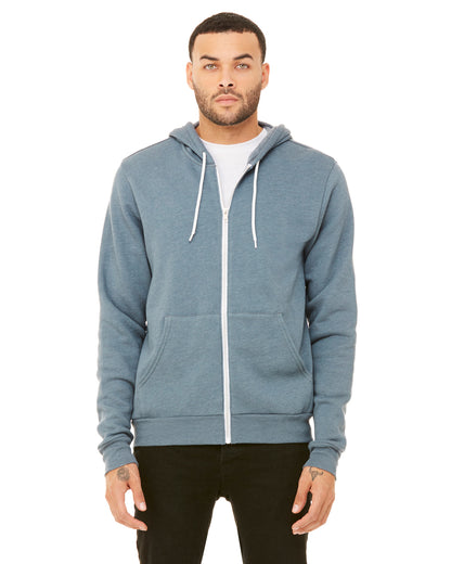 Unisex Poly-Cotton Sponge Fleece Full-Zip Hoodie - Heather Slate