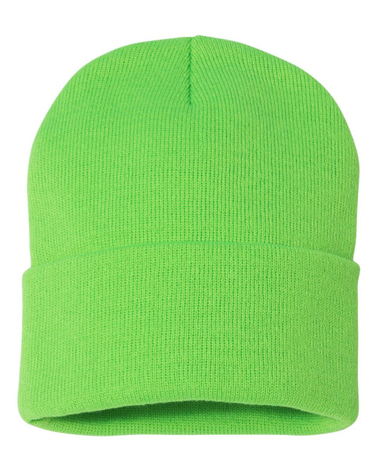 12" Solid Knit Beanie - Neon Green
