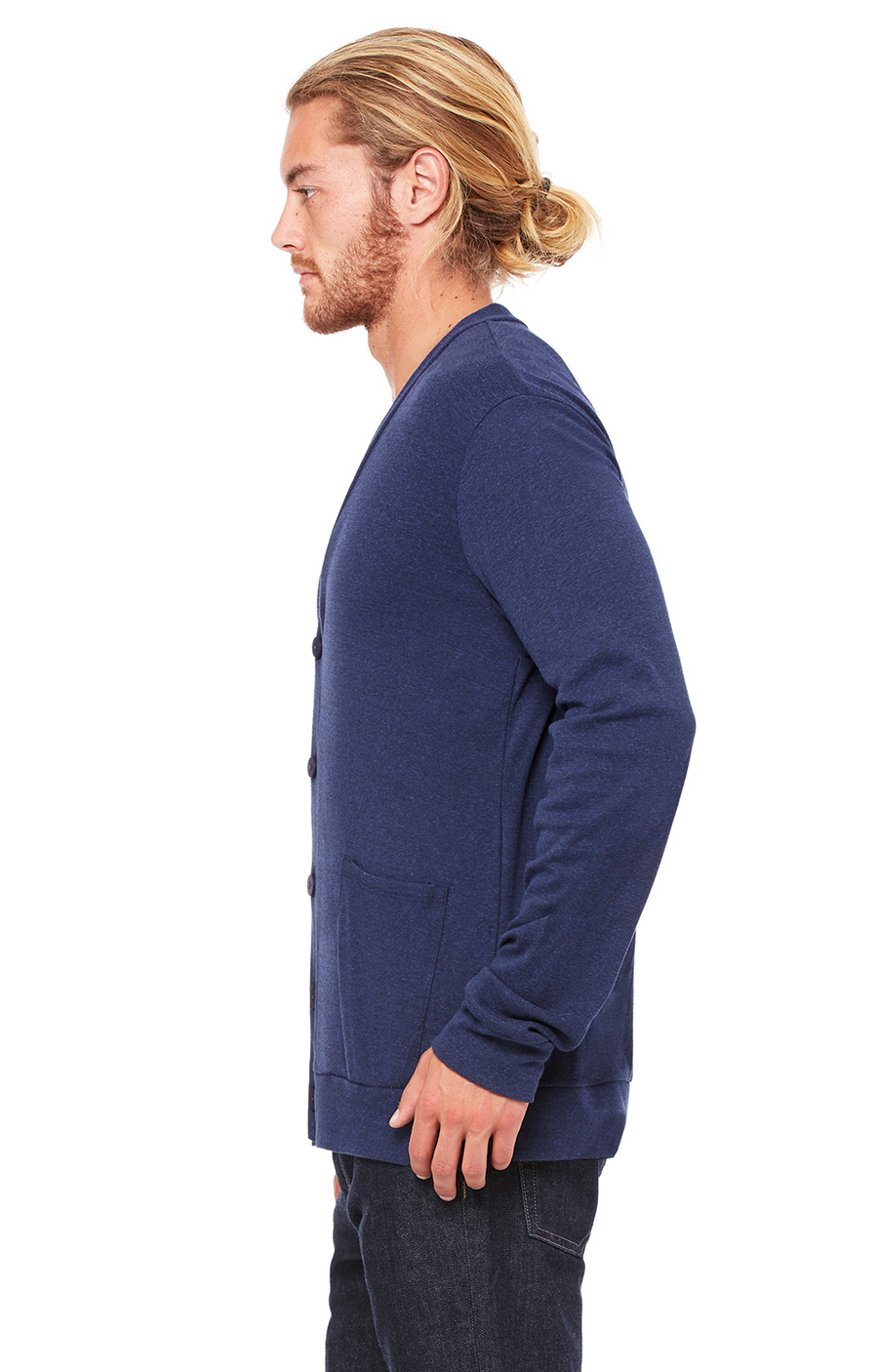 Unisex Triblend Cardigan - Navy Triblend