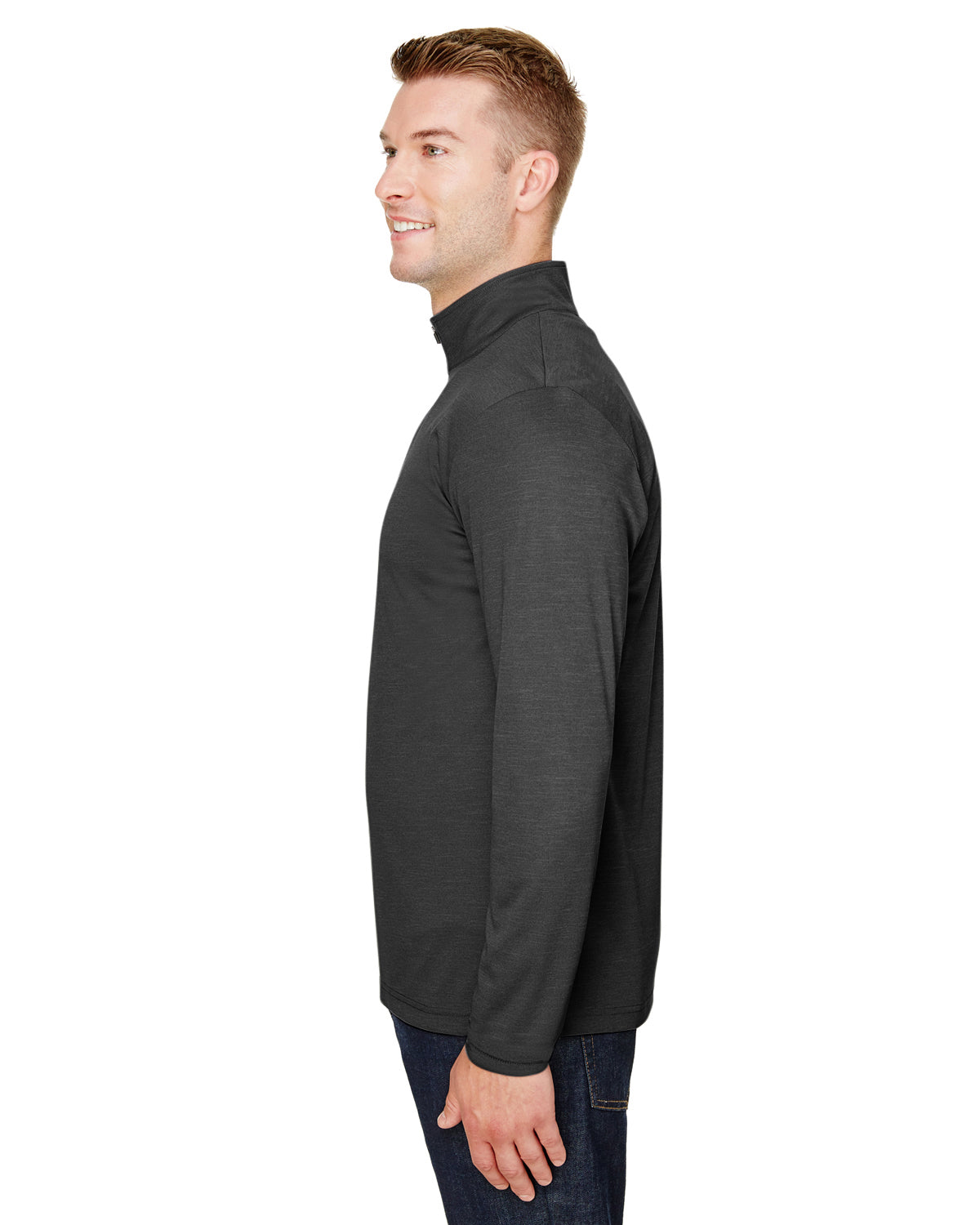 Men's Zone Sonic Heather Performance Quarter-Zip - Black Heather