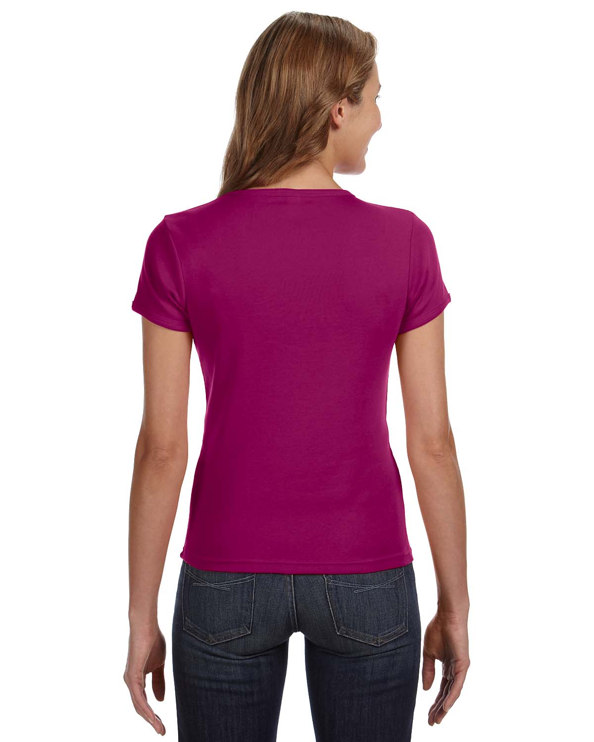 Women's 1x1 Baby Rib Scoop T-Shirt - Raspberry