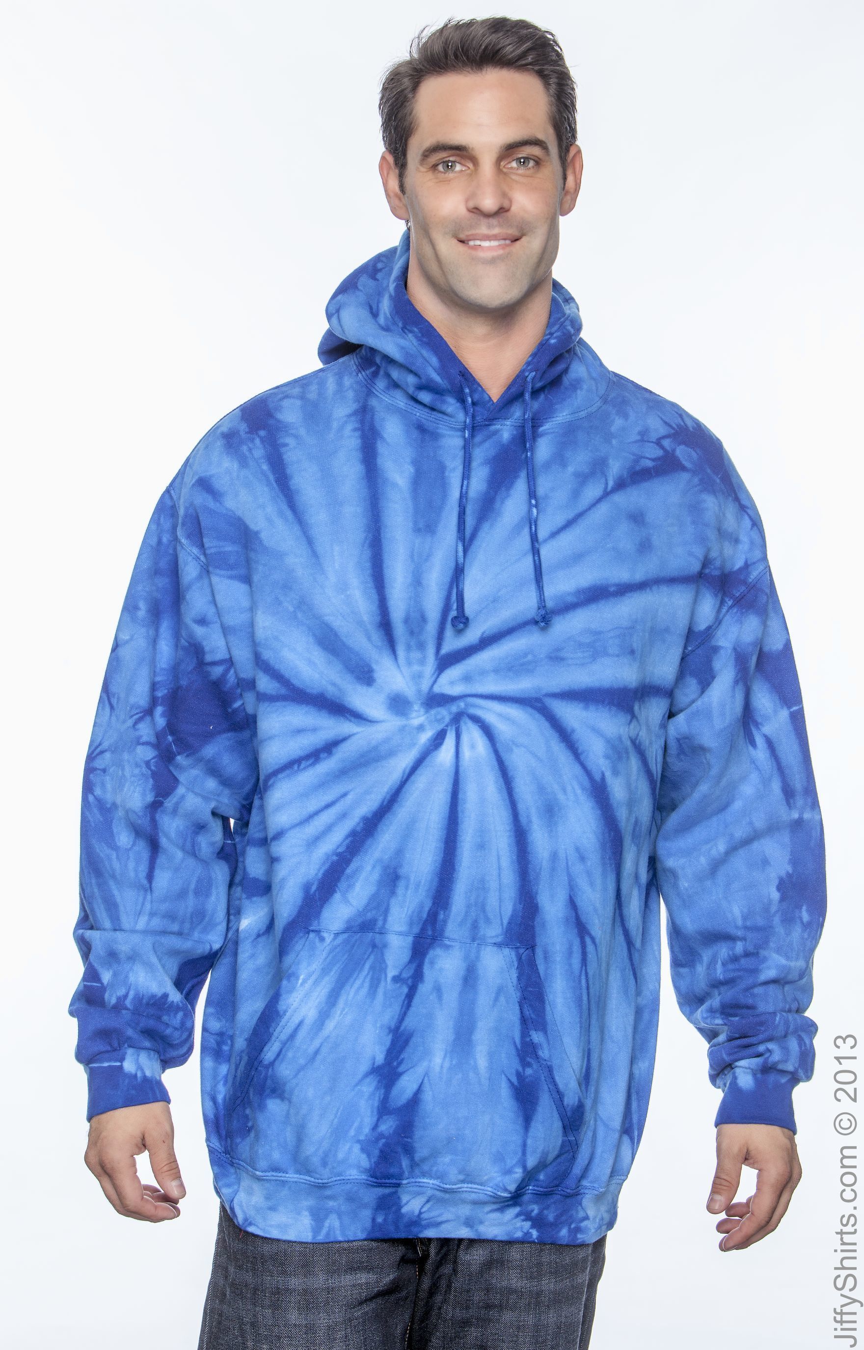 Unisex Tie-Dyed Pullover Hoodie - Spider Royal