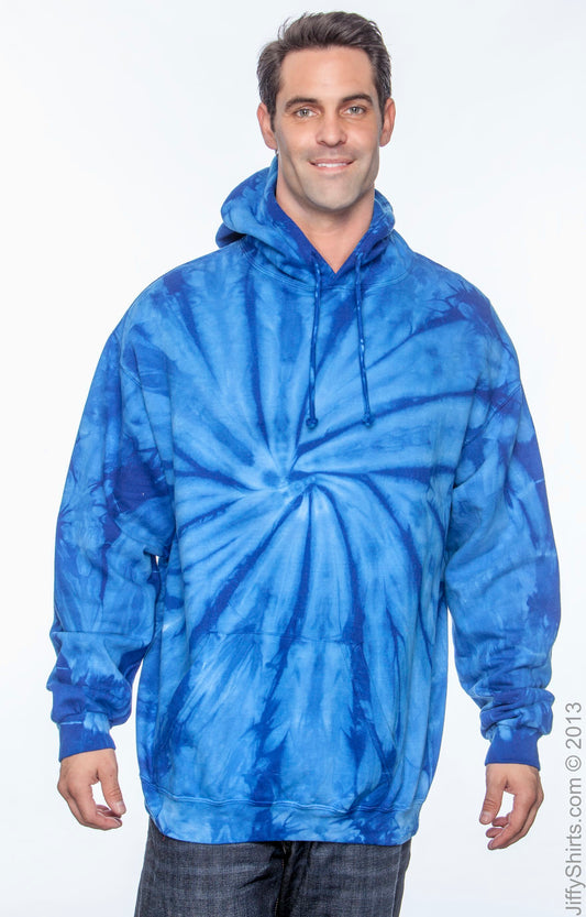 Unisex Tie-Dyed Pullover Hoodie - Spider Royal