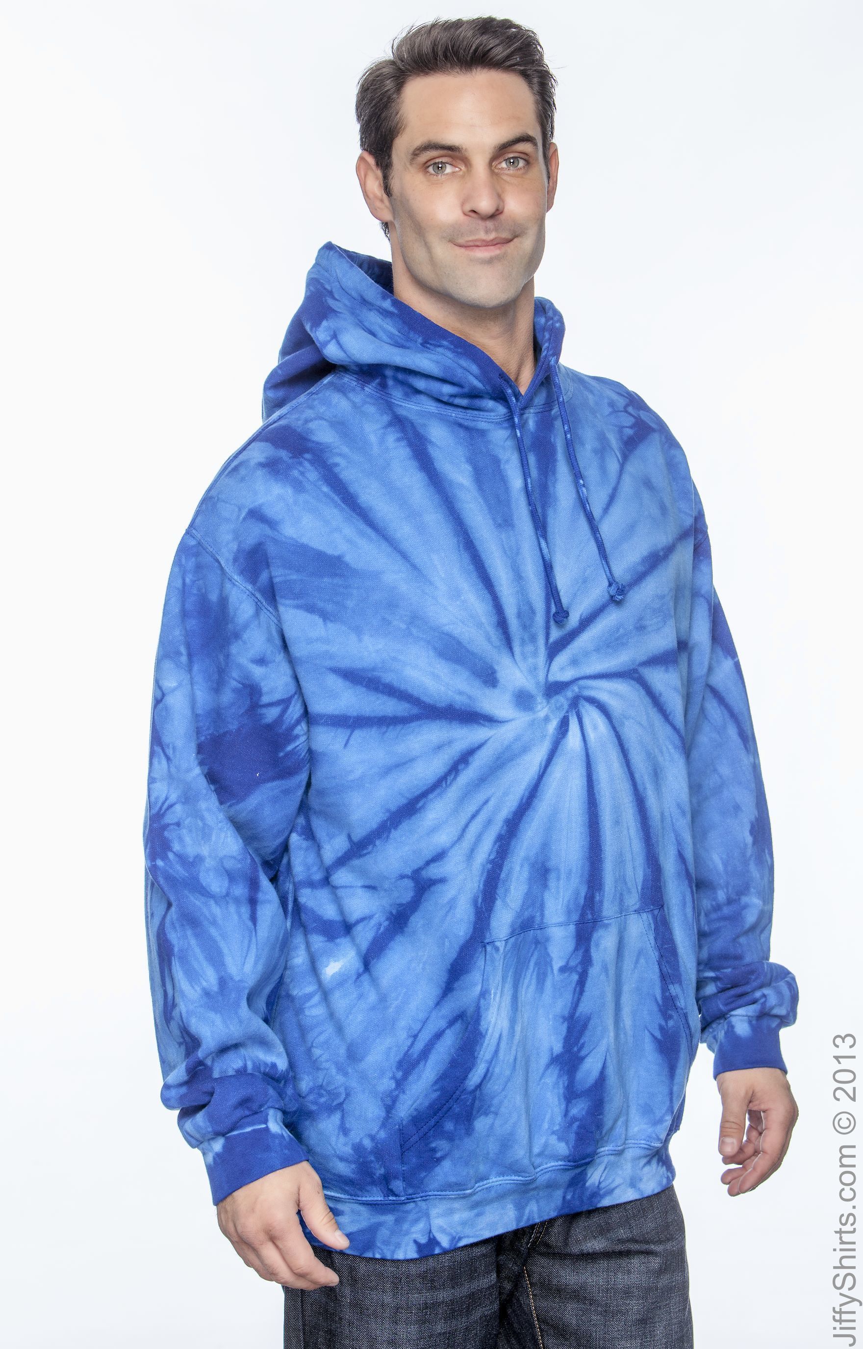 Unisex Tie-Dyed Pullover Hoodie - Spider Royal