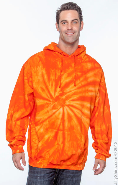 Unisex Tie-Dyed Pullover Hoodie - Spider Orange