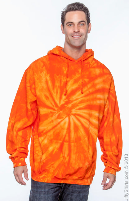 Unisex Tie-Dyed Pullover Hoodie - Spider Orange