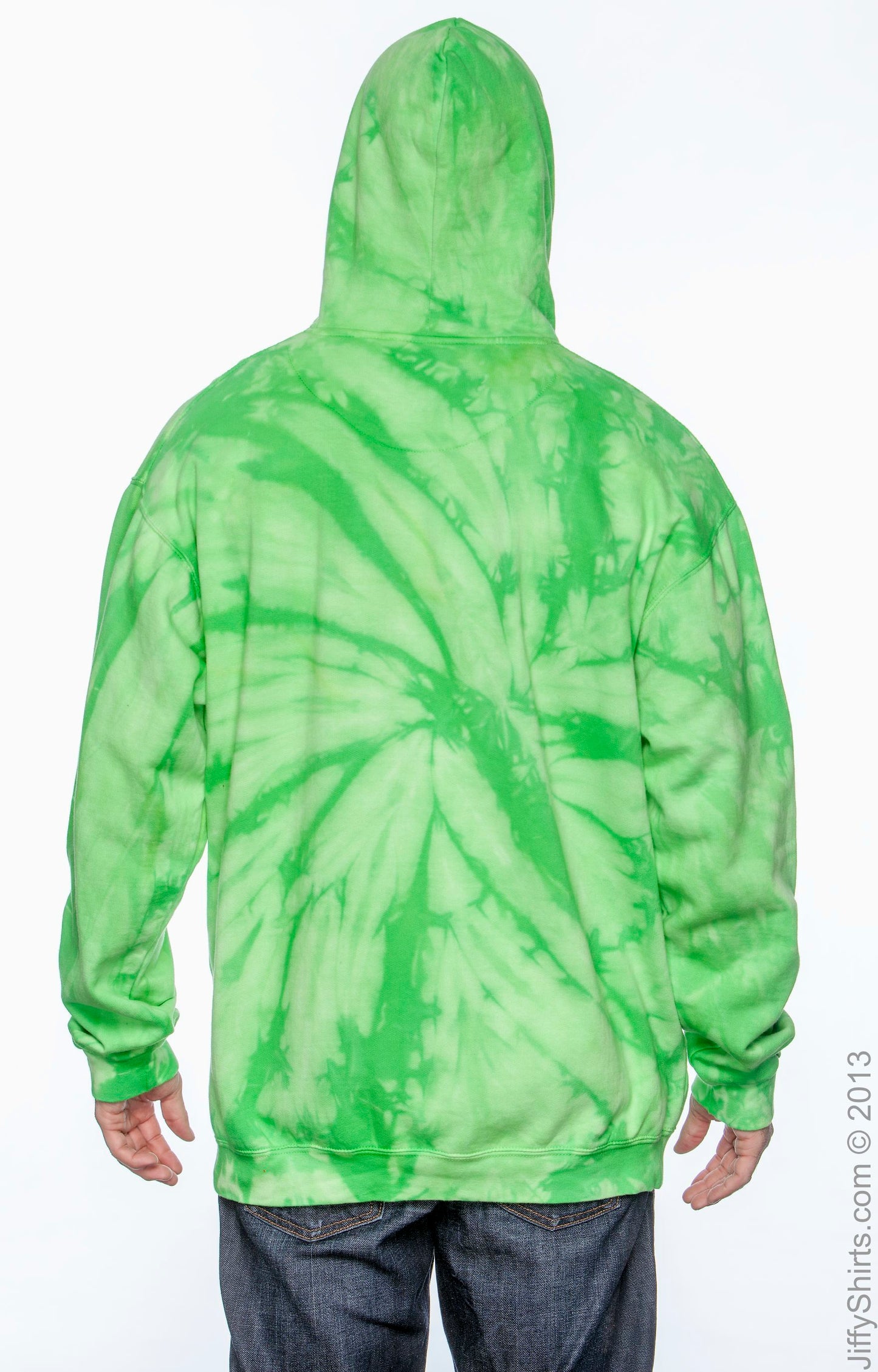 Unisex Tie-Dyed Pullover Hoodie - Spider Lime