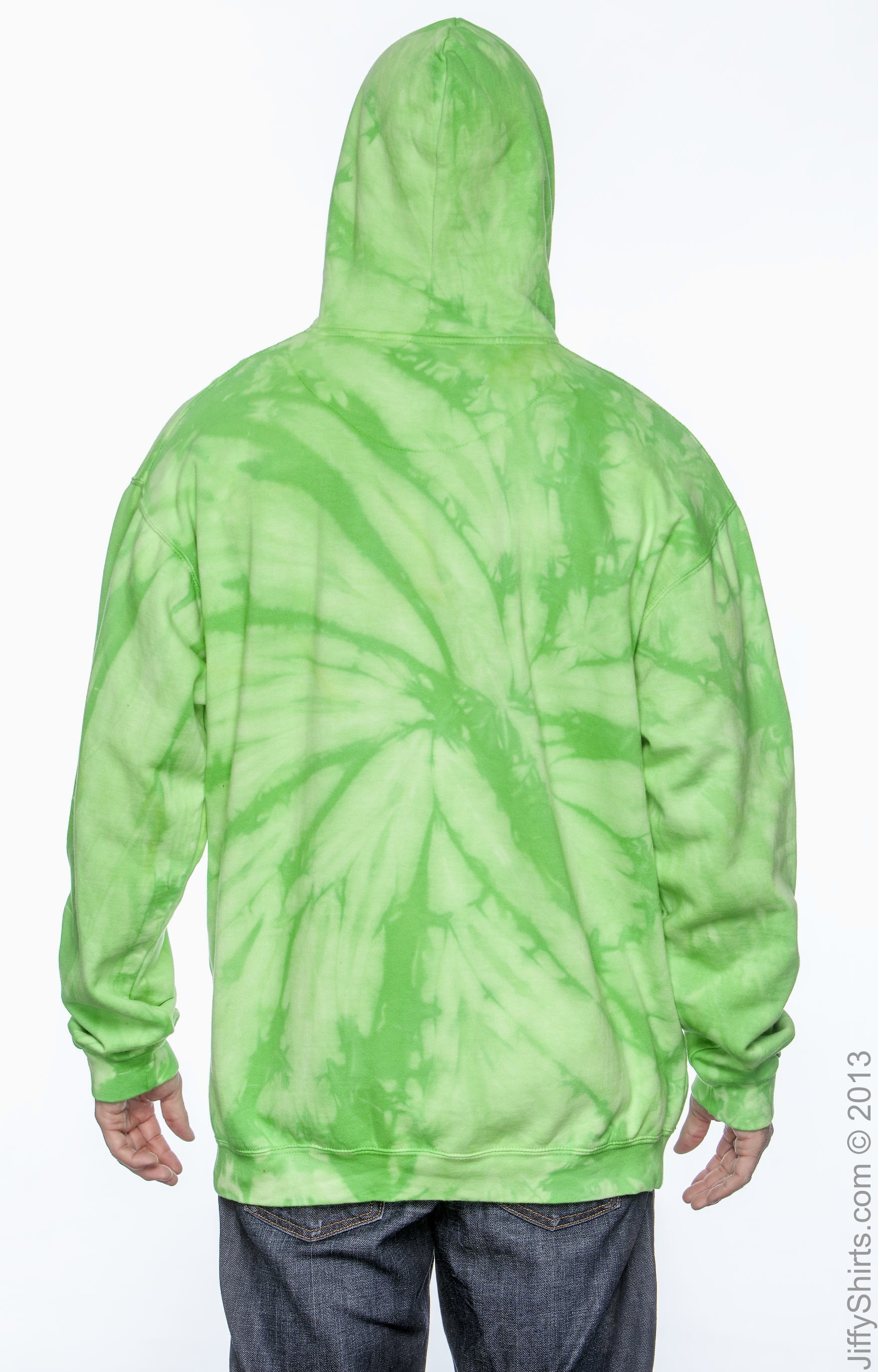 Unisex Tie-Dyed Pullover Hoodie - Spider Lime