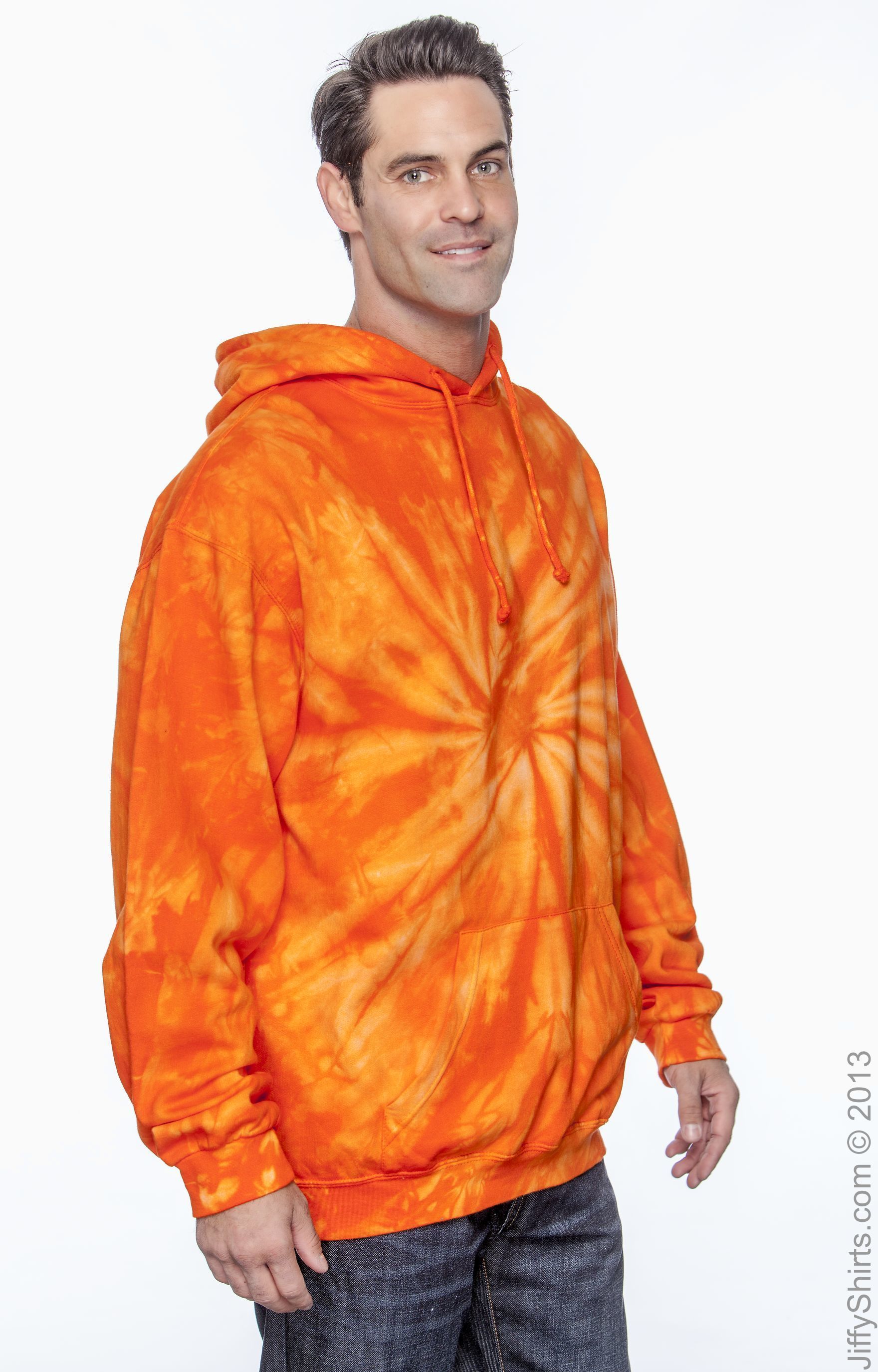 Unisex Tie-Dyed Pullover Hoodie - Spider Orange