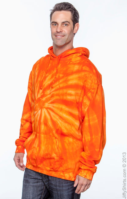 Unisex Tie-Dyed Pullover Hoodie - Spider Orange