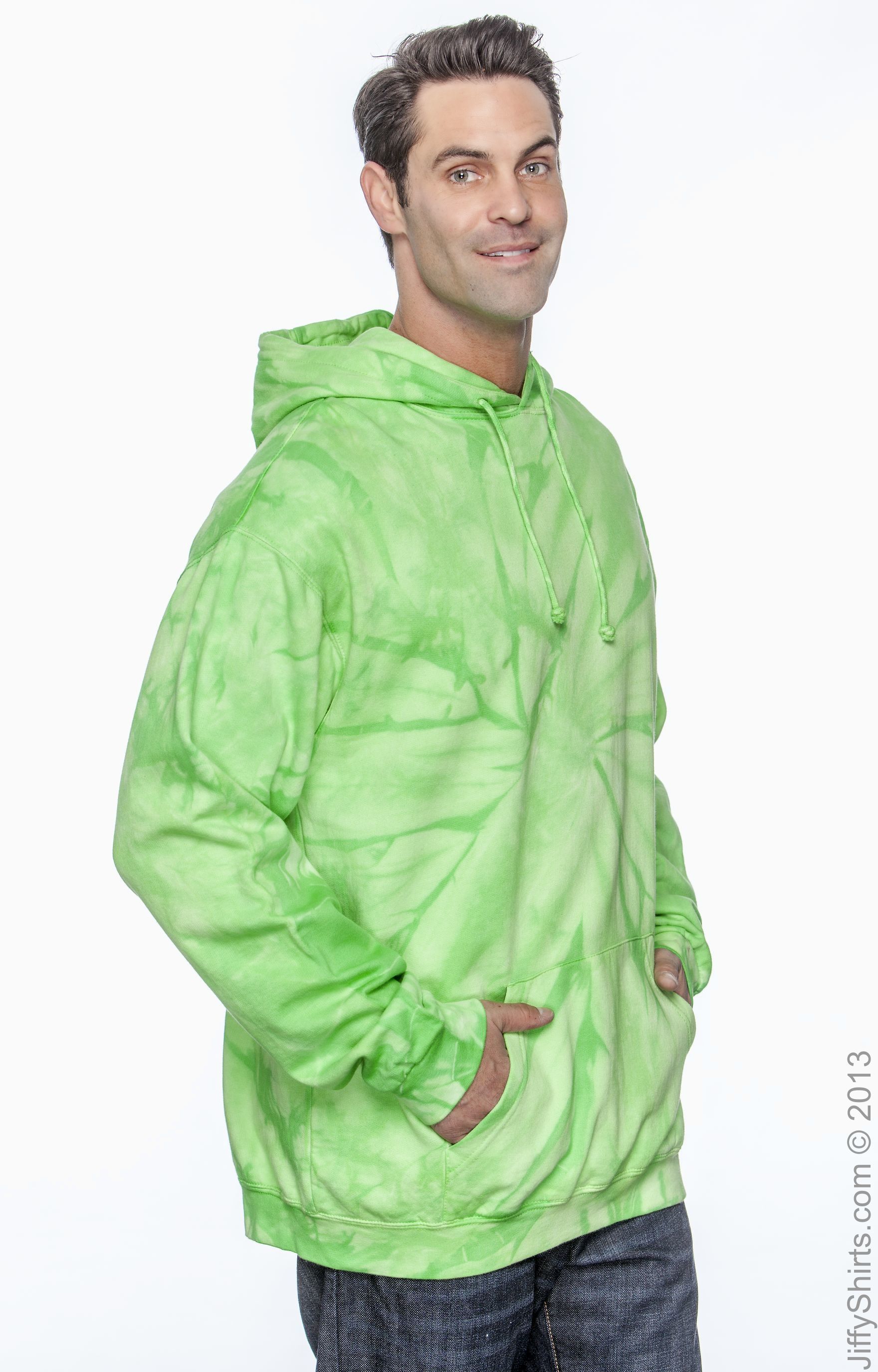 Unisex Tie-Dyed Pullover Hoodie - Spider Lime