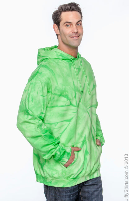 Unisex Tie-Dyed Pullover Hoodie - Spider Lime