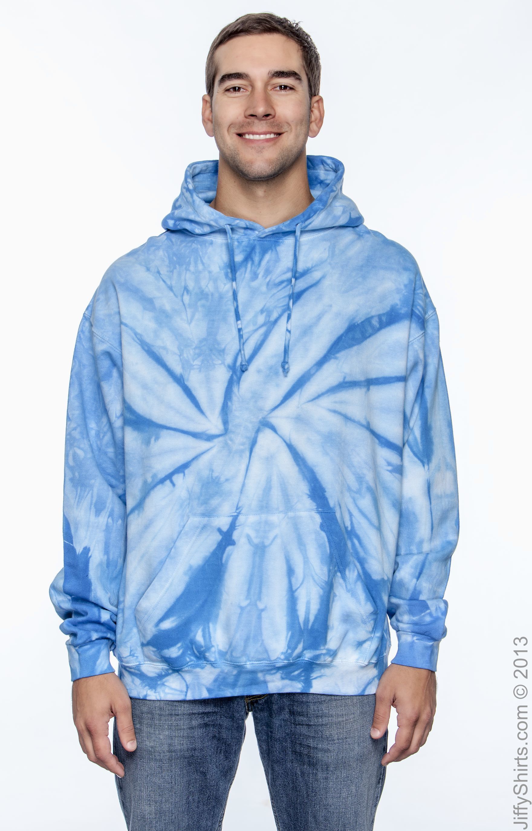 Unisex Tie-Dyed Pullover Hoodie - Spider Baby Blue