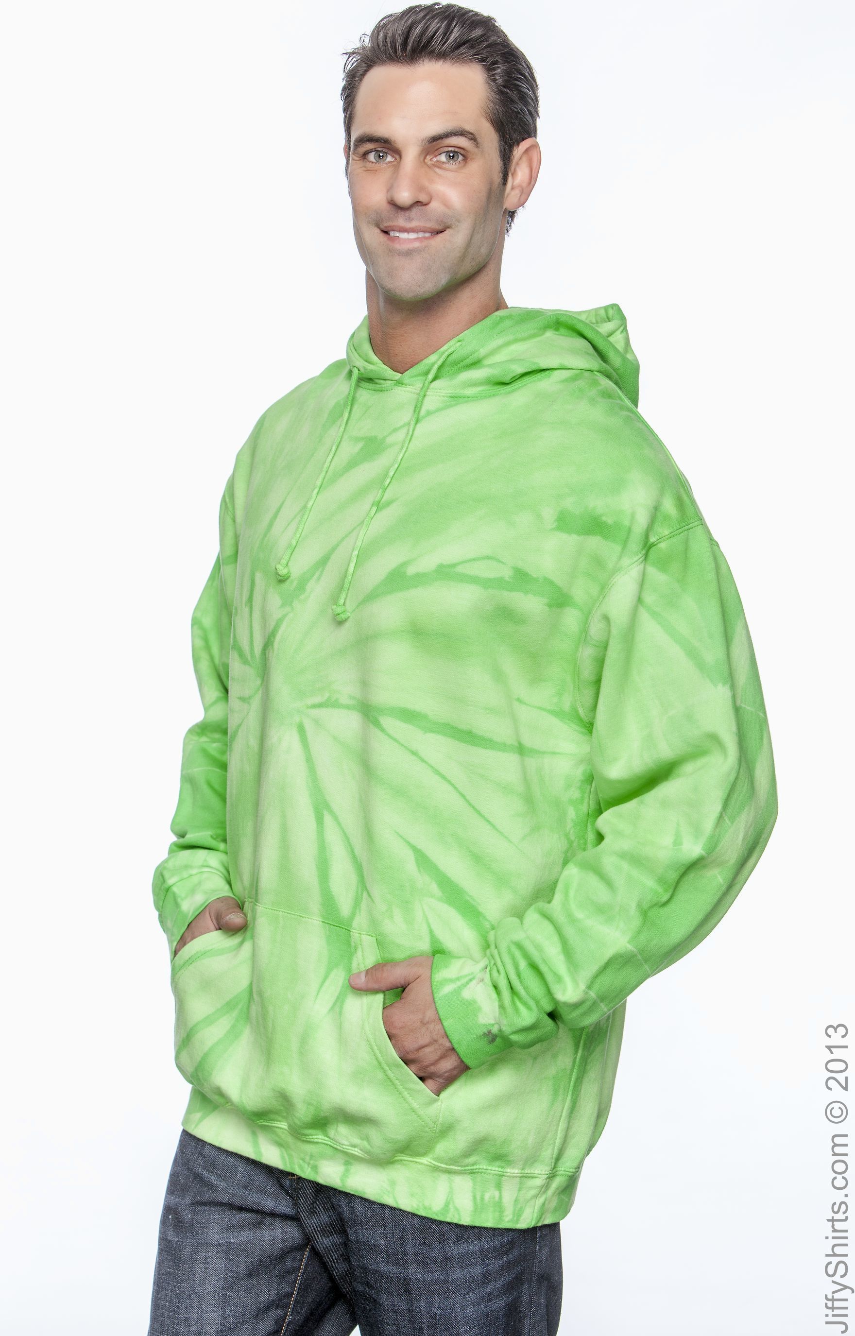 Unisex Tie-Dyed Pullover Hoodie - Spider Lime