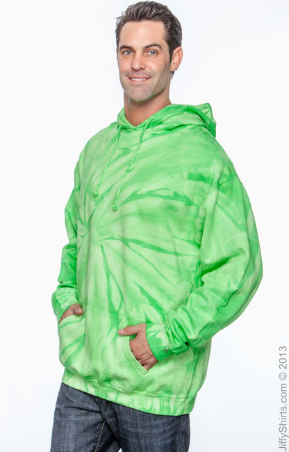 Unisex Tie-Dyed Pullover Hoodie - Spider Lime