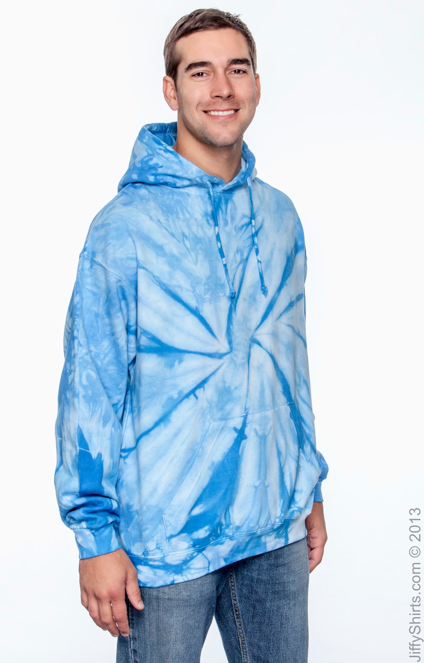 Unisex Tie-Dyed Pullover Hoodie - Spider Baby Blue