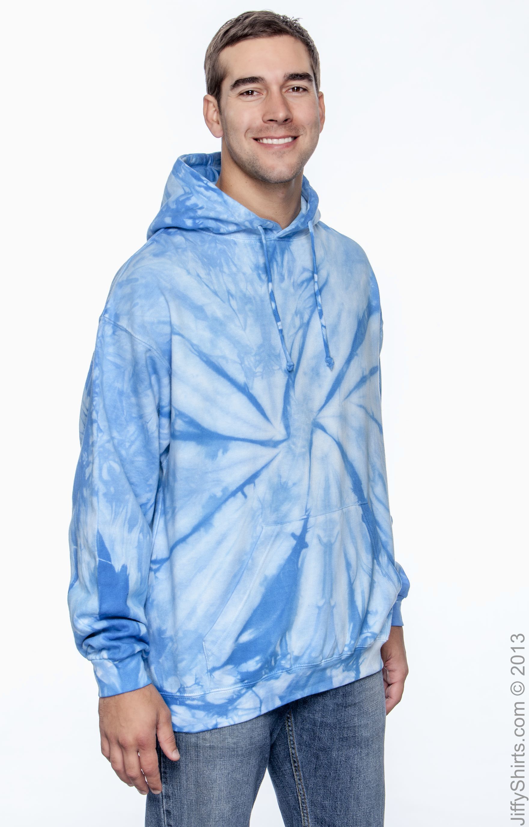 Unisex Tie-Dyed Pullover Hoodie - Spider Baby Blue