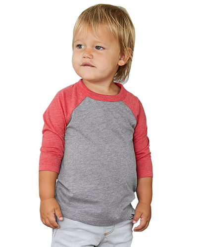 Toddler 3/4-Sleeve Baseball T-Shirt - Gray / Red Triblend
