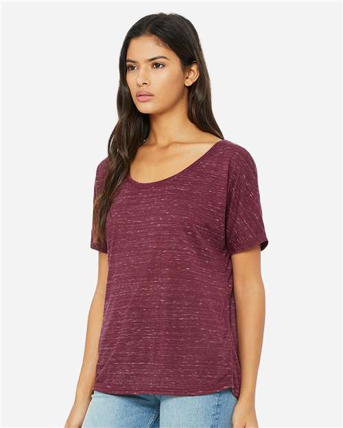 BELLA + CANVAS 8816 Maroon Marble — on model side