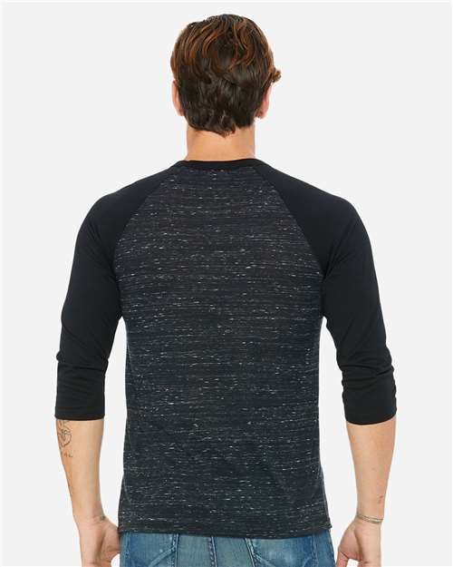 BELLA + CANVAS 3200 Black Marble/ Black — on model back