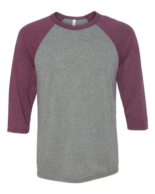 BELLA + CANVAS 3200 Grey/ Maroon Triblend — front