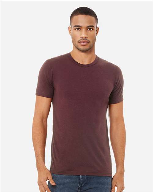 BELLA + CANVAS 3413 Maroon Triblend — on model front