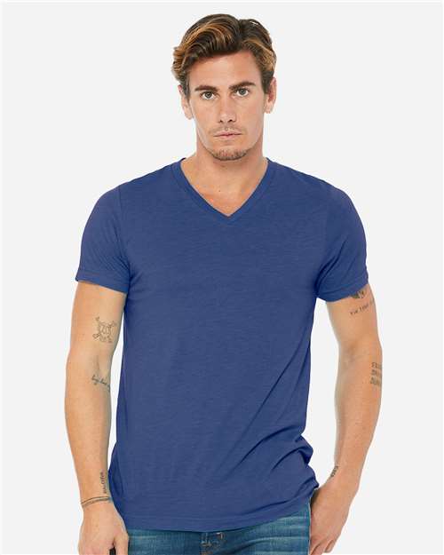 BELLA + CANVAS 3415 True Royal Triblend — on model front