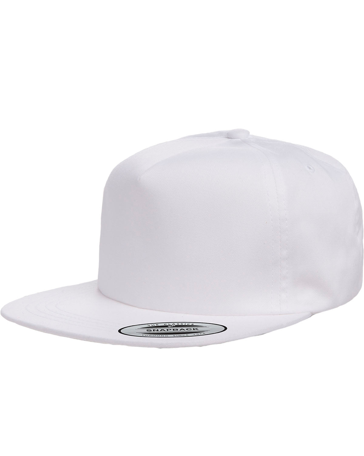 Unisex Unstructured 5-Panel Snapback Cap - White