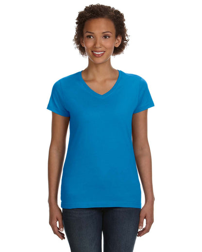 Women's V-Neck Fine Jersey T-Shirt - Cobalt