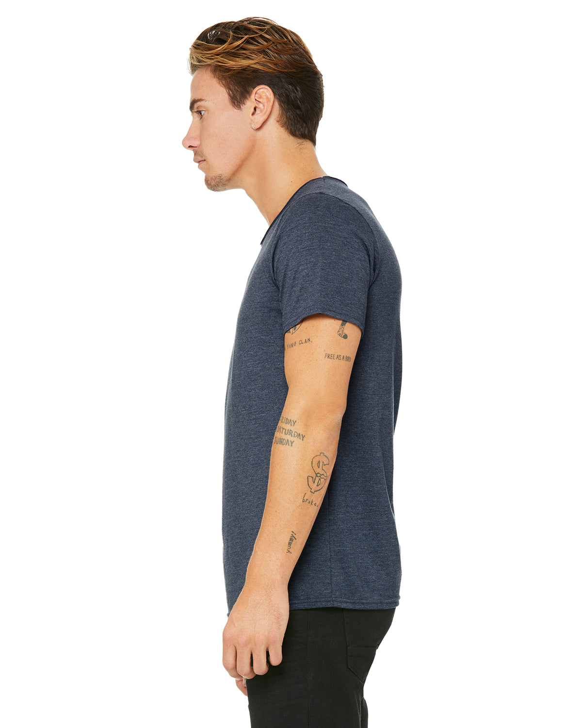 Men's Jersey Raw Neck T-Shirt - Heather Navy