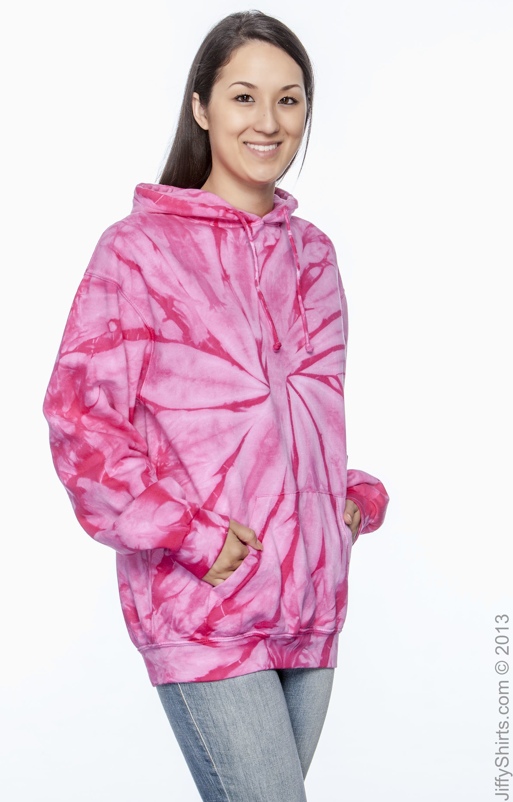 Unisex Tie-Dyed Pullover Hoodie - Spider Pink